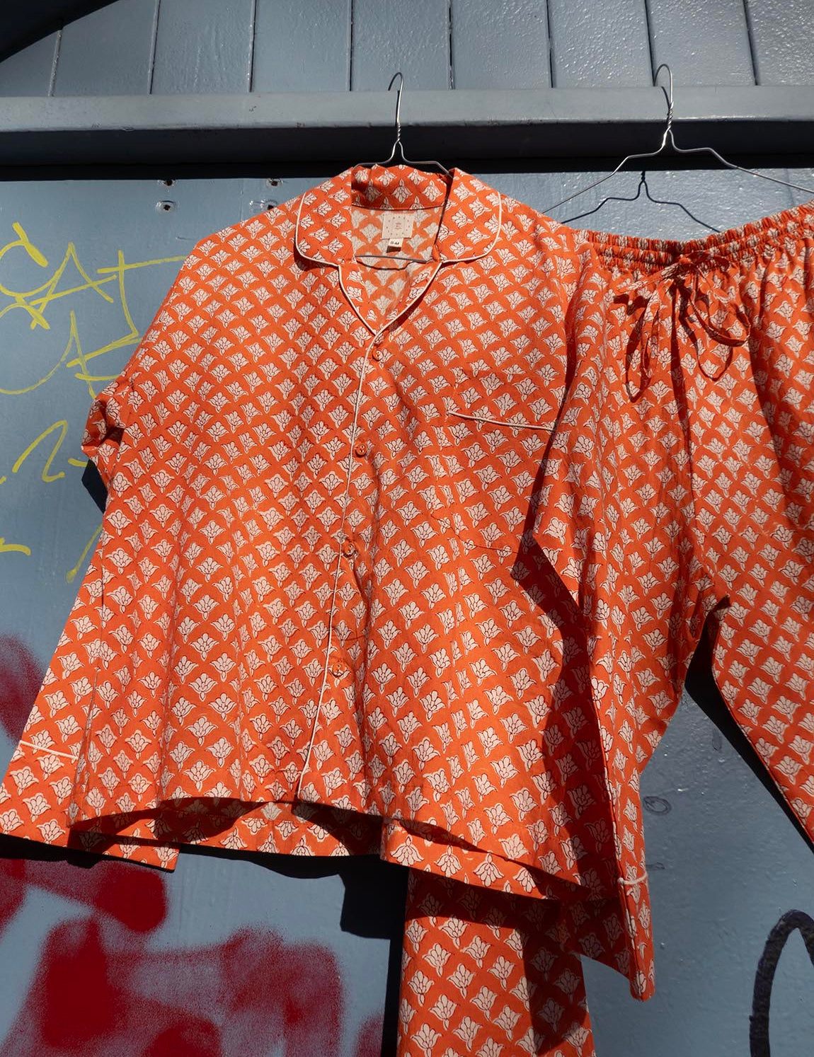 Pajamas Blockprint - Tangerine