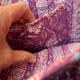 Tove Tote - Quilted Blockprint - Purple with White Flower