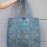 Tove Tote - Quilted Blockprint - Turquoise Green
