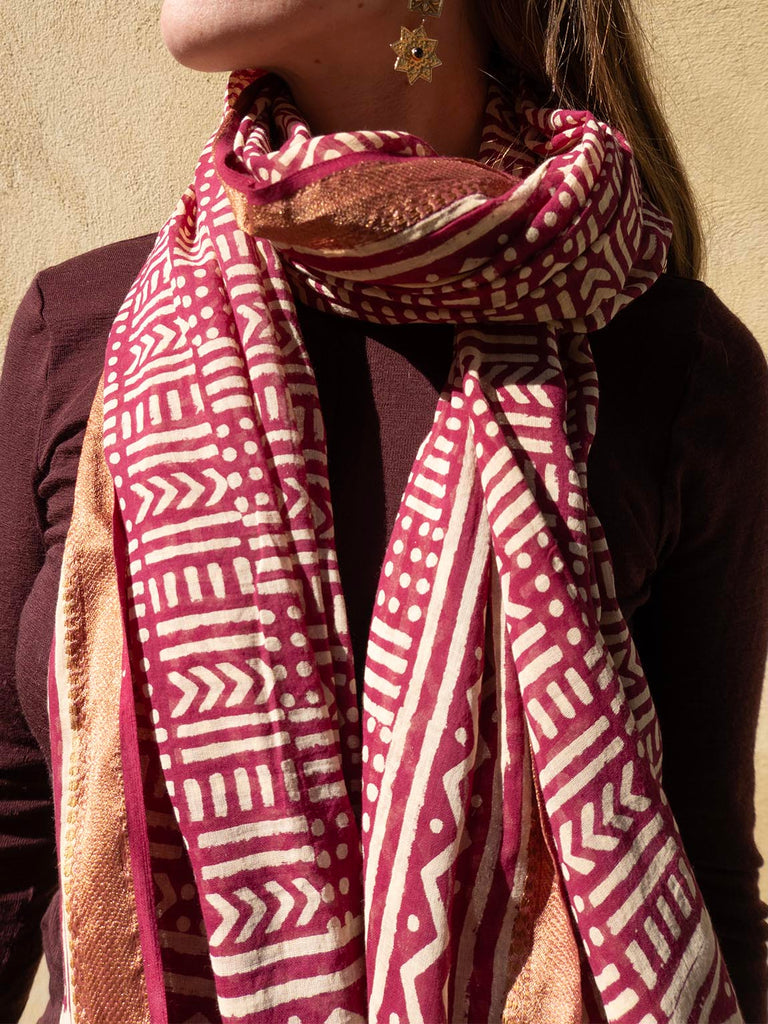 Bagru Tørklæde - Wine