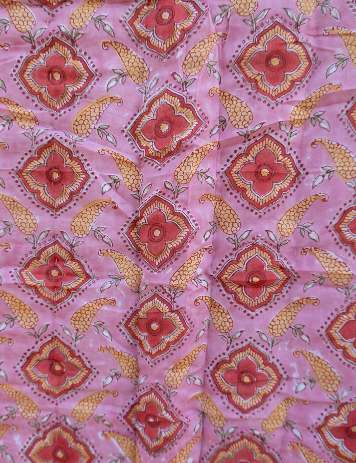 Quilted baby blanket - Yellow/Pink