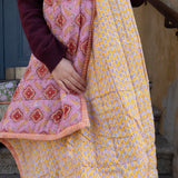 Quilted baby blanket - Yellow/Pink