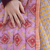 Quilted baby blanket - Yellow/Pink