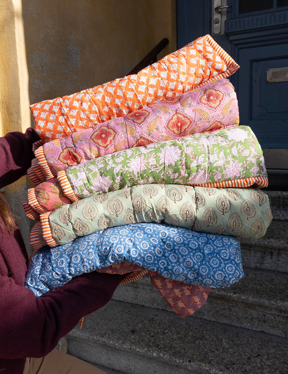 Quilted baby blanket - Pink/Green