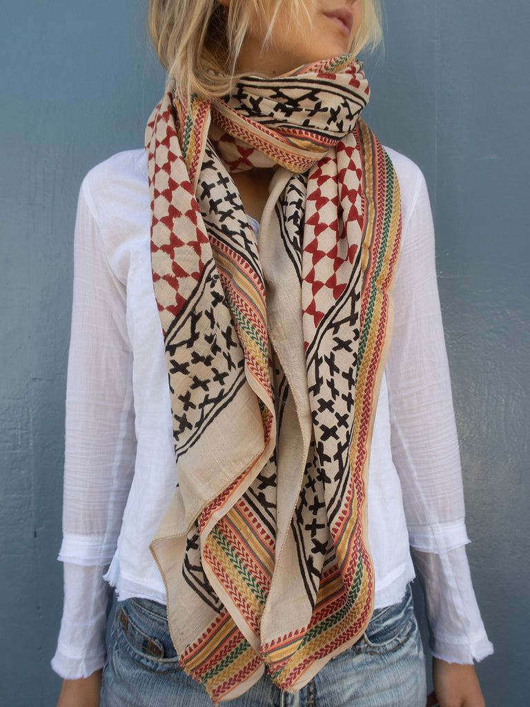 Bagru Scarf - Red 02
