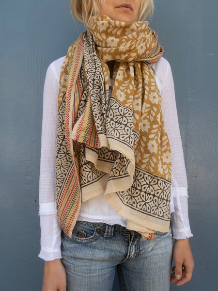 Bagru Scarf - Mustard 04