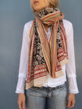 Bagru Scarf - Black With Flower 06