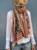 Bagru Scarf - Black With Flower 06