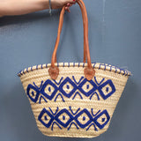 Straw Bag #6 - Blue Rhombe