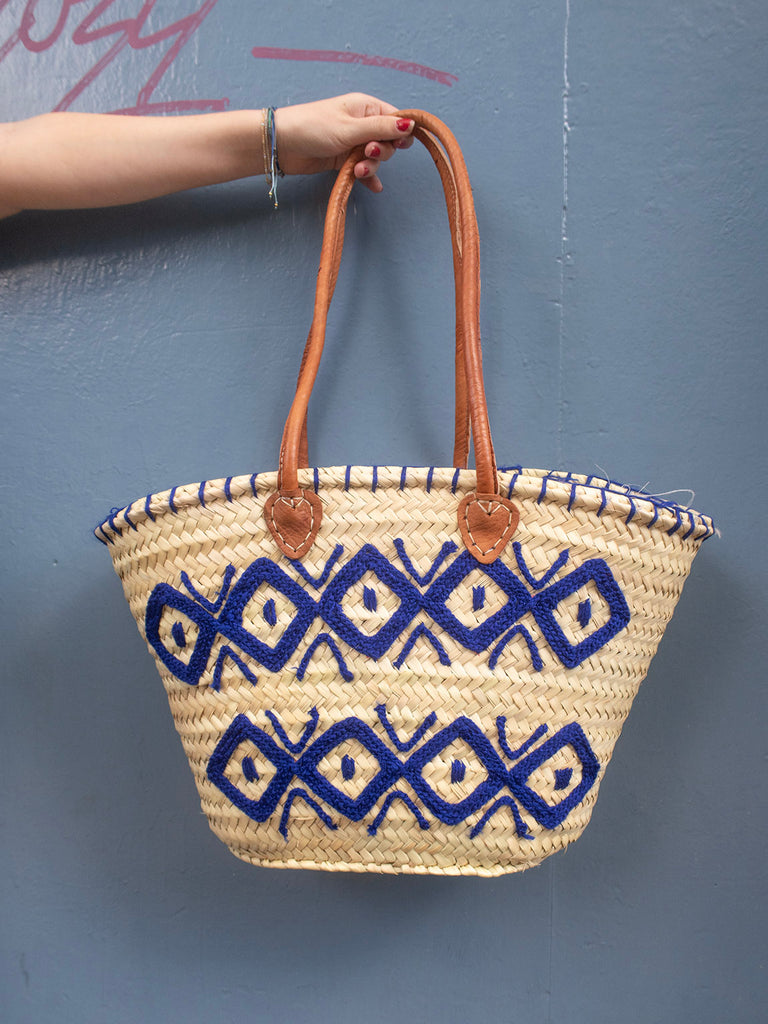 Straw bag #6 - Blue Rhombe