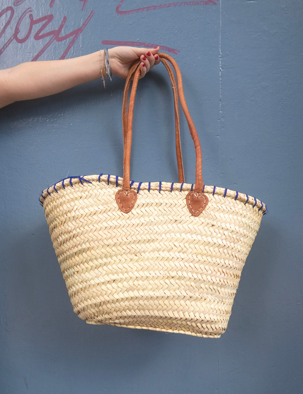 Straw Bag #6 - Blue Rhombe