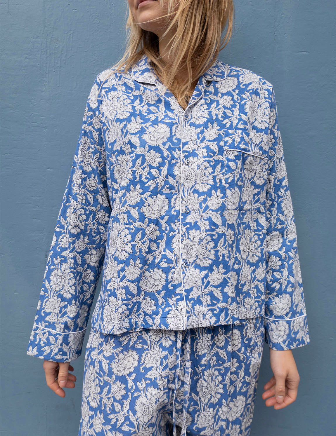 Pyjamas Blockprint - Blue Flower