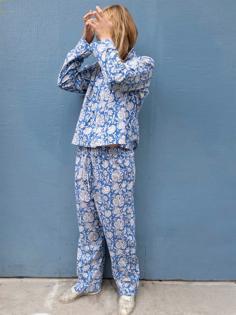 Pyjamas Blockprint - Blue Flower