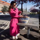 Straw Bag #6 - Blue Rhombe