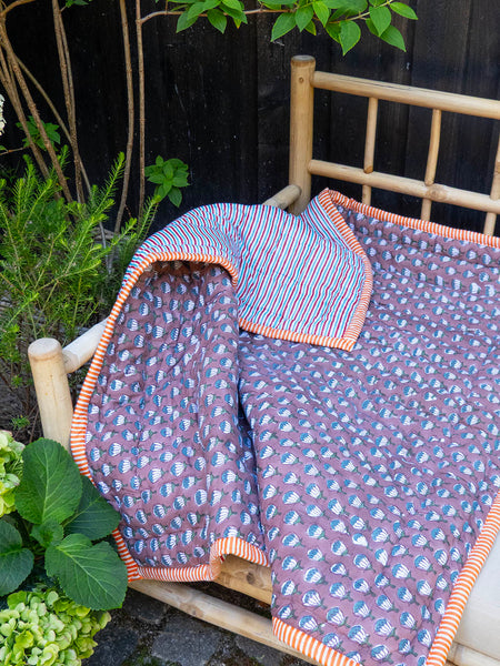 Quiltet babytæppe - Brown / Stripes