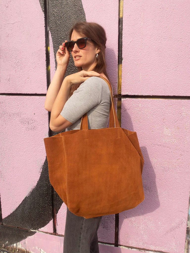 Suede Shopper Behind Marrakech - Cognac
