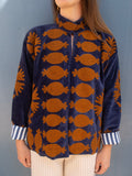Velvet Suzani Jacket - Dark blue