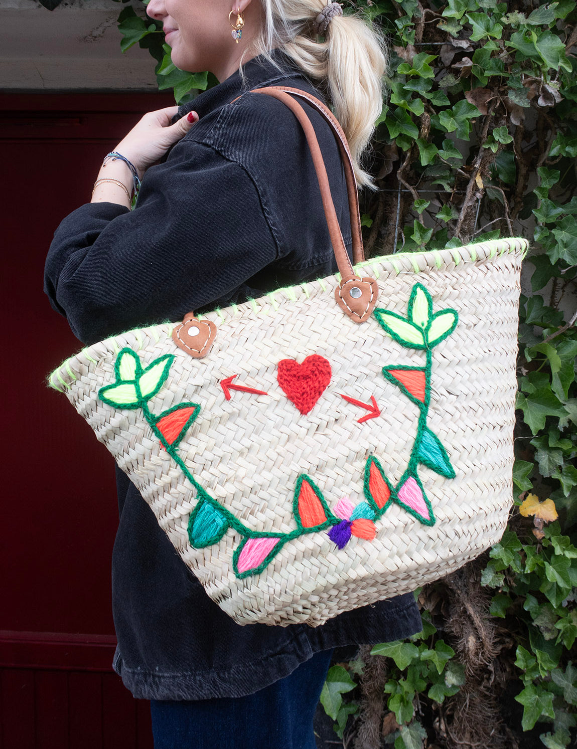 Straw Bag #7 - Flagline Small Heart