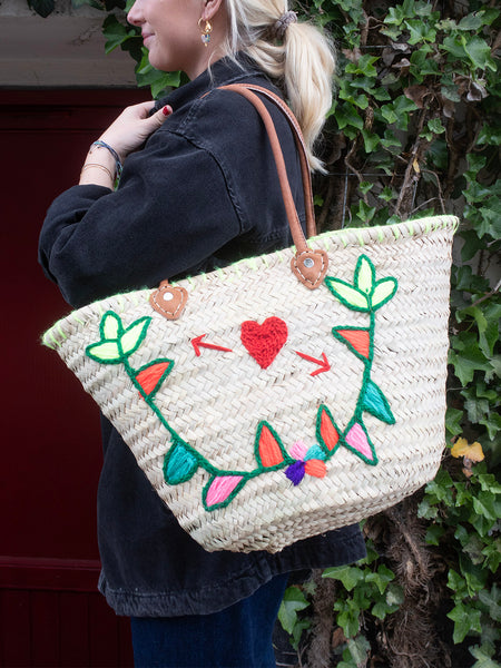 Straw Bag #7 - Flagline Small Heart