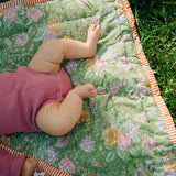 Quiltet babytæppe -  19 Green Rose/White
