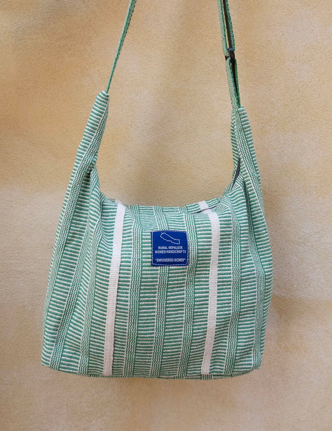 Nepal Stripe Crossbody Bag - Green/White