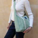 Nepal Stripe Crossbody Bag - Green/White