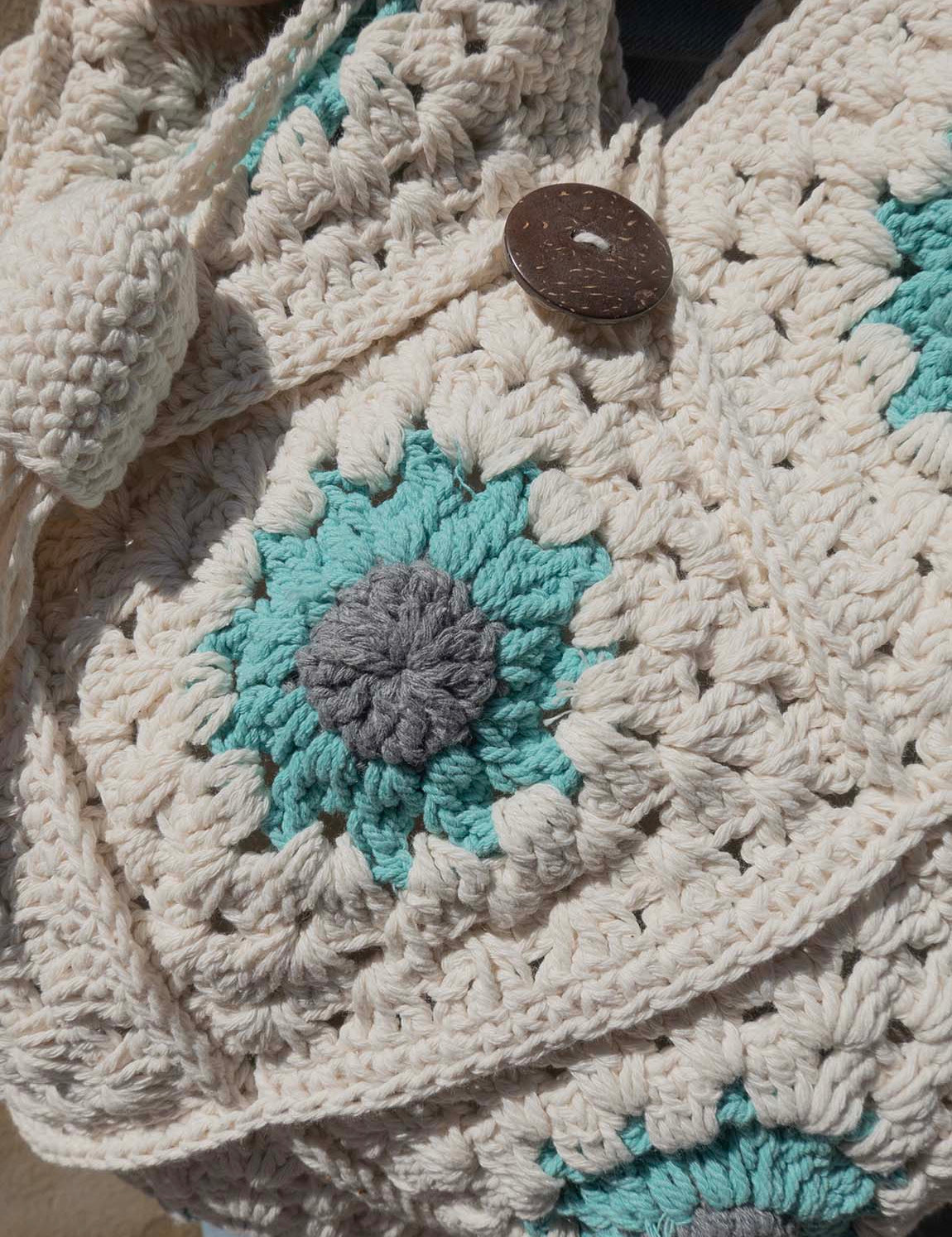 Bali Bag Shopper - White / Turquoise