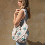 Bali Bag Shopper - White / Turquoise