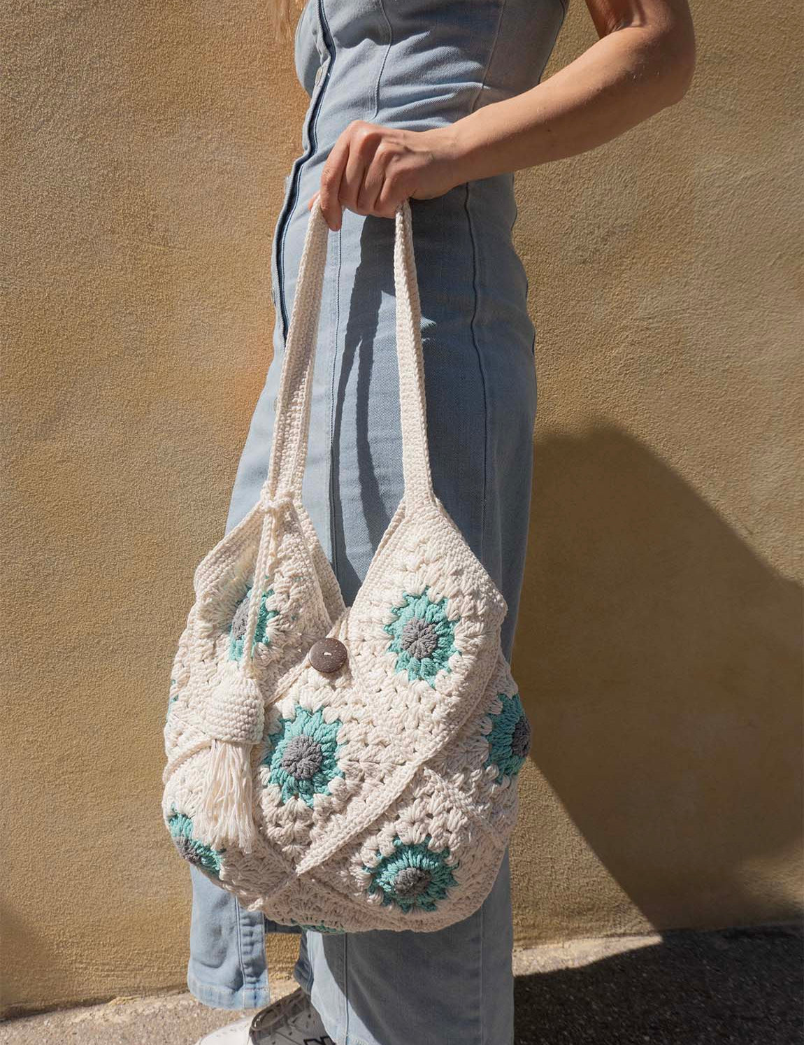 Bali Bag Shopper - White / Turquoise