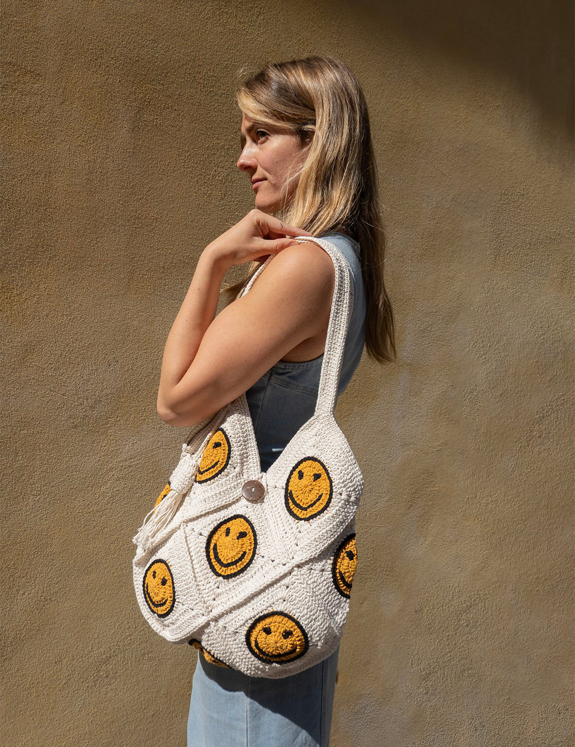 Bali Bag Shopper - White Smiley