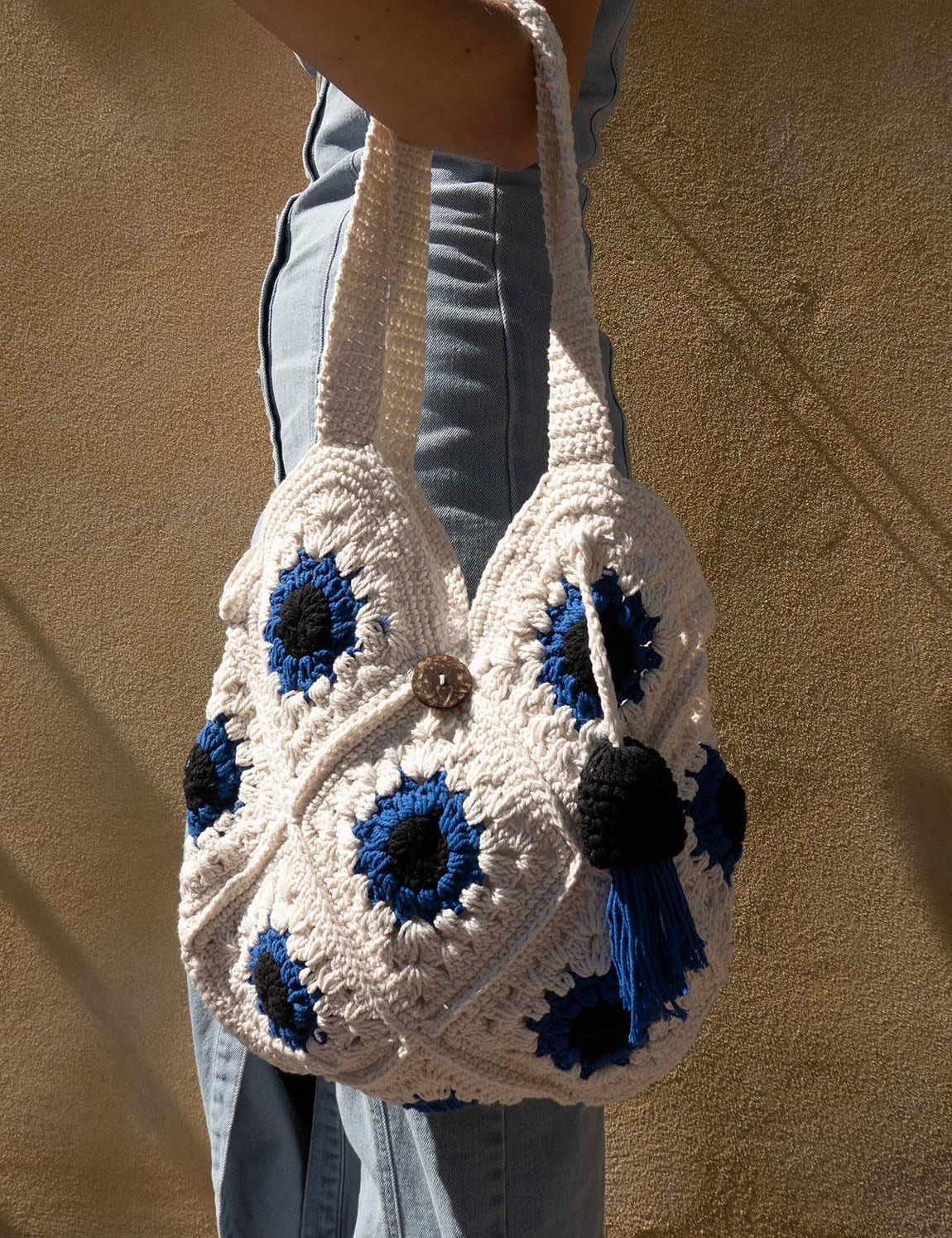 Bali Bag Shopper - White / Blue / Black
