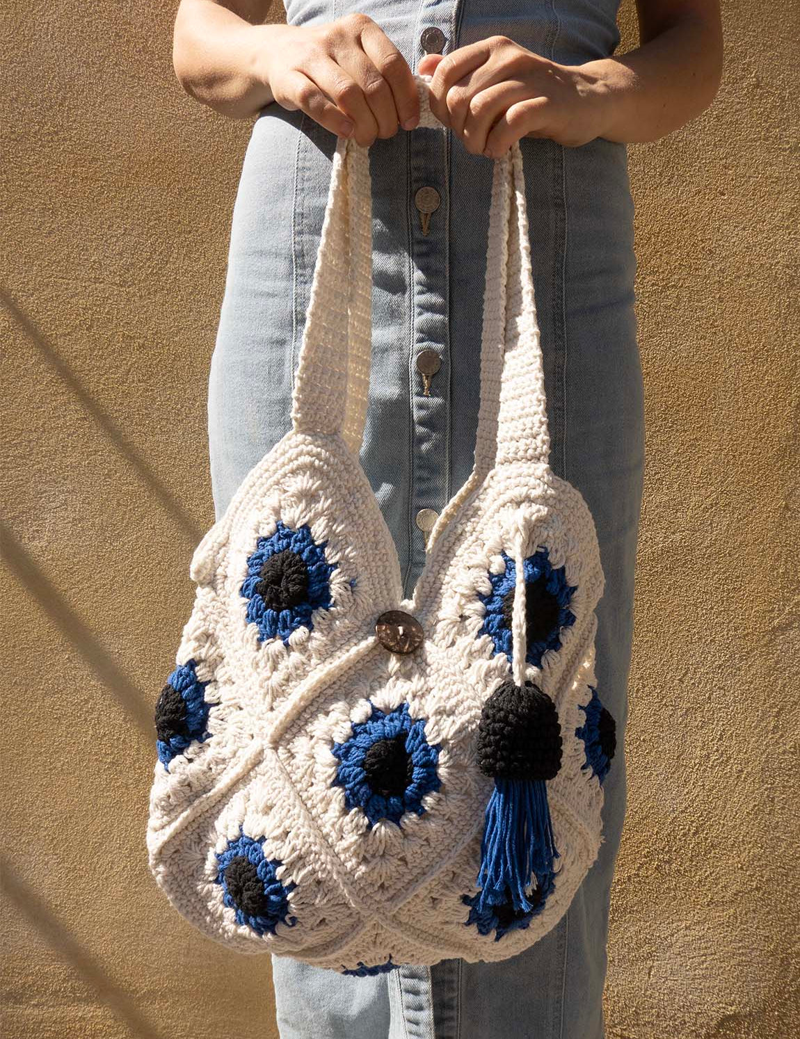 Bali Bag Shopper - White / Blue / Black