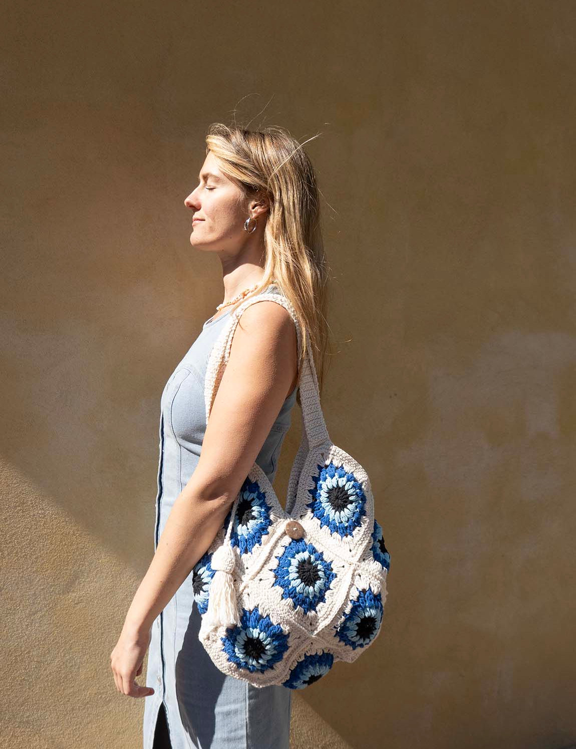 Bali Bag Shopper - White / Light Blue / Blue / Black