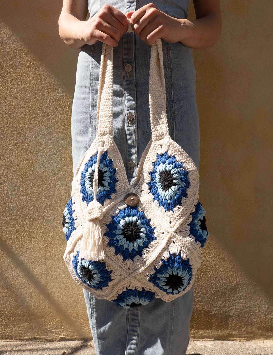 Bali Bag Shopper - White / Light Blue / Blue / Black