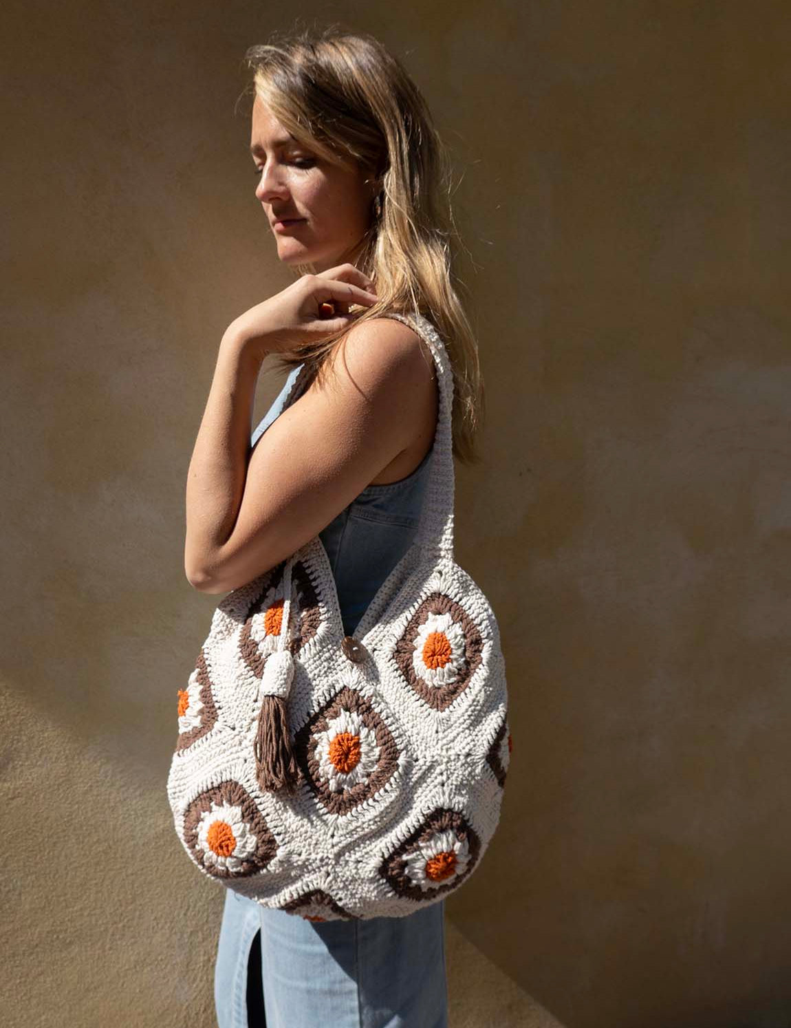 Bali Bag Shopper - White / Brown / Rust