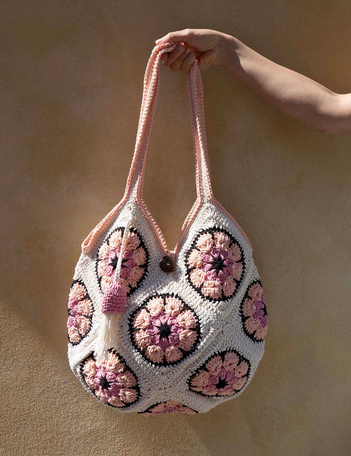 Bali Bag Shopper - White / Pink / Peach