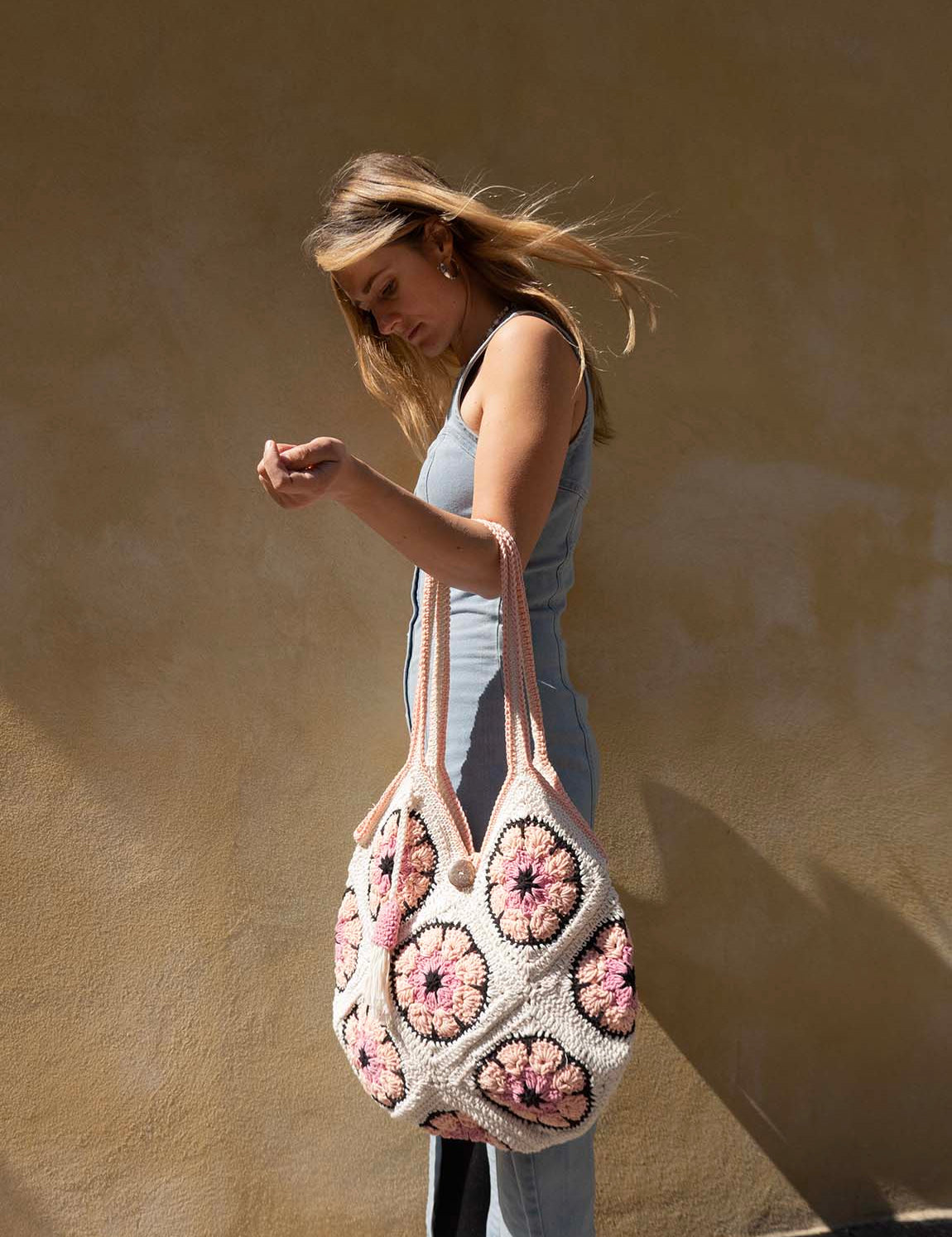 Bali Bag Shopper - White / Pink / Peach