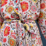 Silky Flower Kimono - Red/Yellow