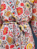 Silky Flower Kimono - Red/Yellow