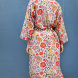 Silky Flower Kimono - Red/Yellow