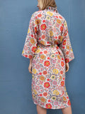 Silky Flower Kimono - Red/Yellow