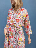 Silky Flower Kimono - Red/Yellow