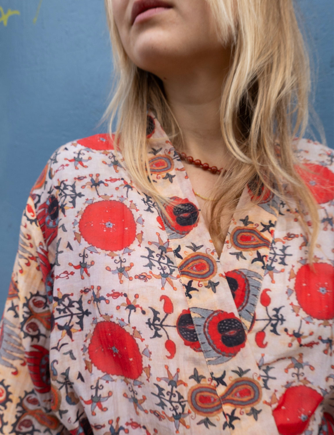 Silky Flower Kimono - Rød