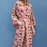 Silky Flower Kimono - Red
