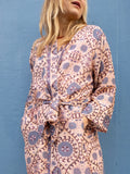 Silky Flower Kimono - Soft Rose/Blue