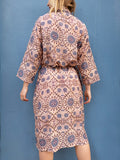 Silky Flower Kimono - Soft Rose/Blue