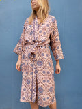 Silky Flower Kimono - Soft Rose/Blue