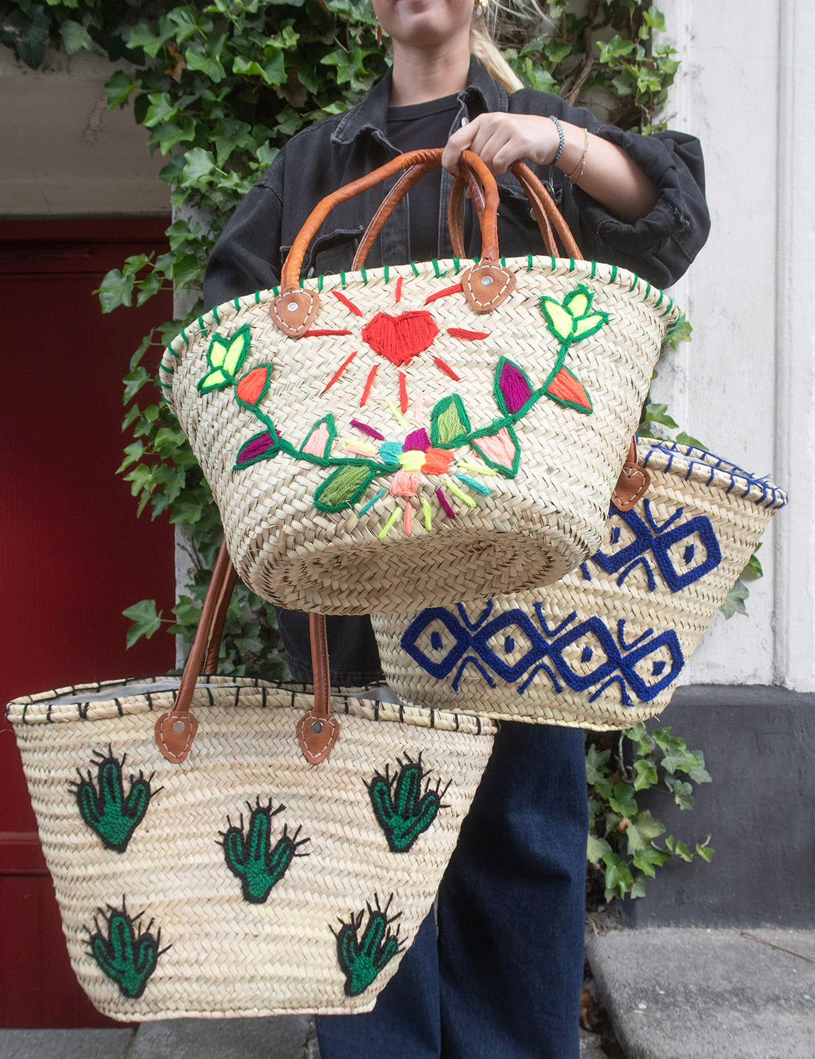 Straw Bag #6 - Blue Rhombe