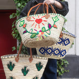 Straw Bag #6 - Blue Rhombe