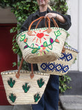 Straw bag #6 - Blue Rhombe